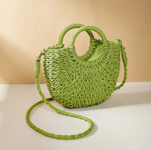 Half- moon Solid Color woven Handbag