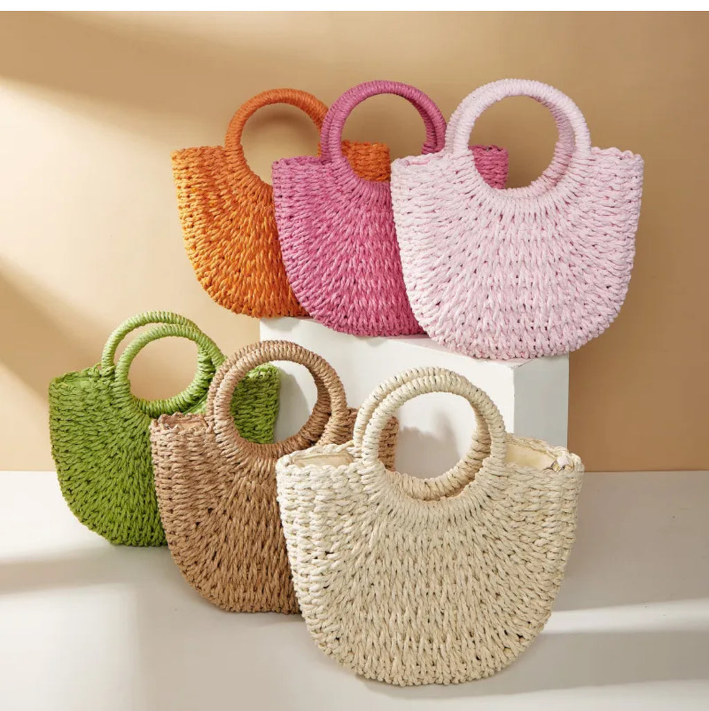 Half- moon Solid Color woven Handbag