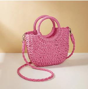 Half- moon Solid Color woven Handbag