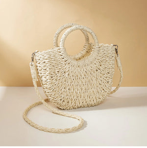 Half- moon Solid Color woven Handbag